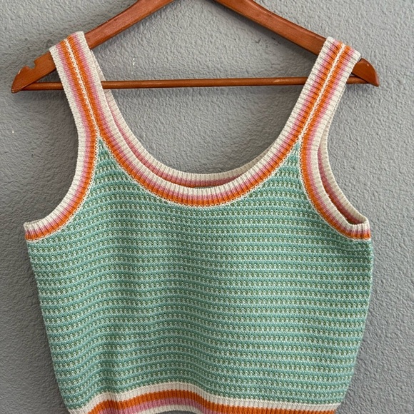 Hem & Thread Striped knit Tank NWT Size Large Crop - Picture 2 of 5